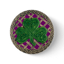 Shamrock And Celtic Knots Button Purple