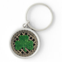 Shamrock And Celtic Knots Keychain Black