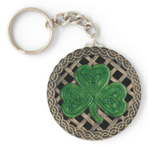 Shamrock And Celtic Knots Keychain Black