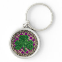 Shamrock And Celtic Knots Keychain Purple