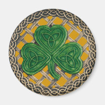 Shamrock And Celtic Knots Magnet Gold