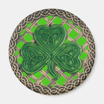 Shamrock And Celtic Knots Magnet Green