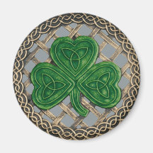 Shamrock And Celtic Knots Magnet Grey