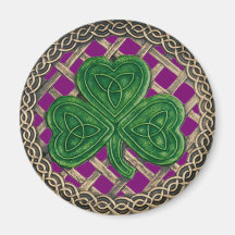 Shamrock And Celtic Knots Magnet Purple