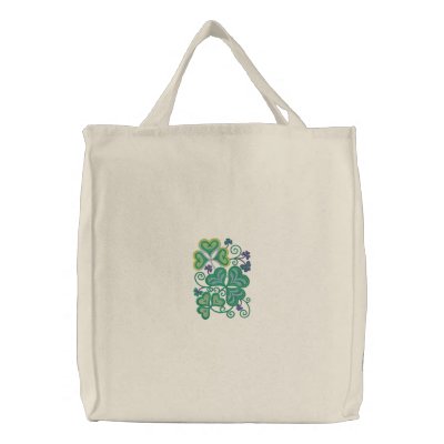 Shamrock Green Embroidered Tote Bags by Embroidery4U