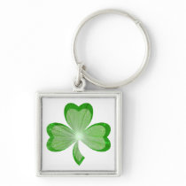Shamrock keychain square white