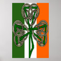 Shamrock Knot Cross Flag Poster Print