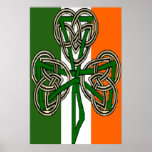 Shamrock Knot Cross Flag Poster Print