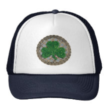 Shamrock, Lattice And Celtic Knots On Grey Hat