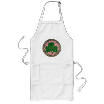 Shamrock, Lattice And Celtic Knots On Pink Apron