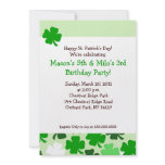 SHAMROCKS ST PATRICKS DAY 5x7 Birthday invitations