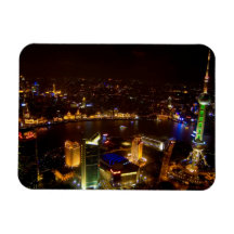 Shanghai China wonderful skyline with modern Rectangle Magnet