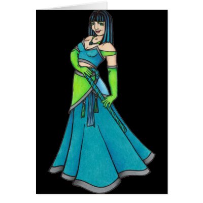 Shani Vintage Burlesque Belly Dancer Greeting Cards by LacyChenault