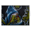 Shark attack graffiti cards