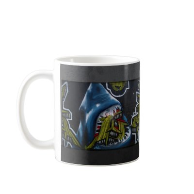 Shark attack graffiti coffee mug by OutOfLimits
