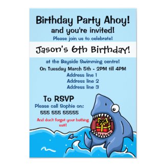 Shark Birthday Party Invitation 5" X 7" Invitation Card