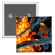 Sharp Shinned Hawk Fire and Ice. (0112) Pinback Buttons