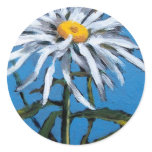 SHASTA DAISY FLOWER ROUND STICKERS