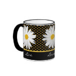Shasta Daisy Polka Dot "Live, Love, Laugh" Mug