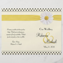 Shasta Daisy Polka Dot Wedding Program Full Color Flyer