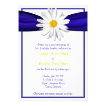 Shasta Daisy with Blue Ribbon Wedding Invitation