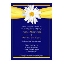 Shasta Daisy with Yellow Ribbon Wedding Invitation