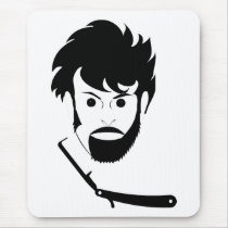 Shave - Man Shaving Beard - Shaved Beard Mousepads