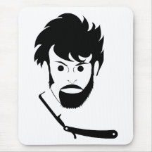 Shave - Man Shaving Beard - Shaved Beard Mousepads