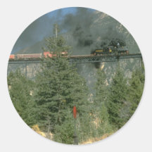 Shay locomotive No. 14 crosses the trestle at Geor Round Sticker