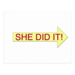 She Did It (right arrow) Post Card