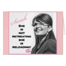 She is not retreating, she is reloading greeting card