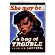 "She might be a bag of trouble" WWII STD Image Cards