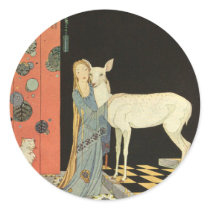 She threw her arms around the neck of Bonnie-Biche Round Sticker