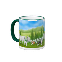 Sheep & Border Collies Ringer Mug