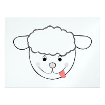 Sheep head cartoon personalised announcement