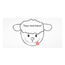 Sheep head cartoon personalized photo card