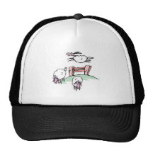 sheep jumping fence mesh hats