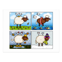 sheep of all seasons postcard