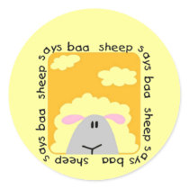 Sheep Says Baa Tshirts and Gifts Round Stickers