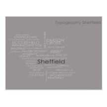 Sheffield Typography Map Postcard