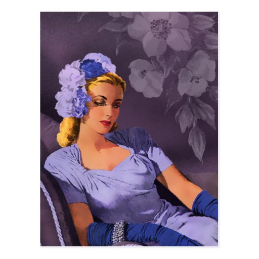 Sheila - 1940s Evening Wear in Lavender and Mauve Post Card