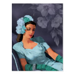 Sheila - 1940s Evening Wear in Turquoise and Blue Post Card