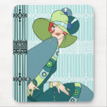 Shelby, 1920s Lady in Aqua and Teal Mouse Mats