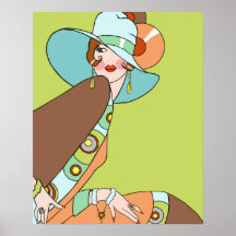 Shelby, 1920s Lady in Kiwi and Brown Poster