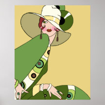 Shelby, 1920s Lady in Yellow and Olive Print
