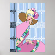 Shelby, 1930s Lady in Blue and Pink Print
