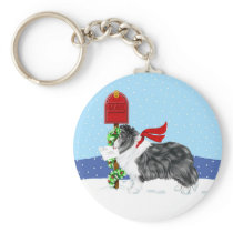 Sheltie Christmas Mail Bi Black Key Chains