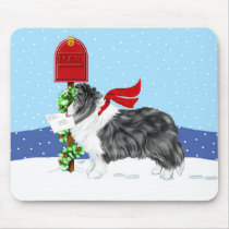 Sheltie Christmas Mail Bi Black Mouse Pads