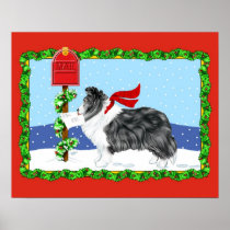 Sheltie Christmas Mail Bi Black Print