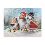 Sheltie, Jack Russell and Snowman Xmas Cards postcards